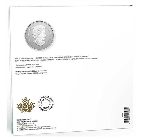 2021 Canadian $5-Dollar Pure Silver Coin: 25th Anniversary of Canada's Arboreal Emblem 'OUR BELOVED MAPLE'