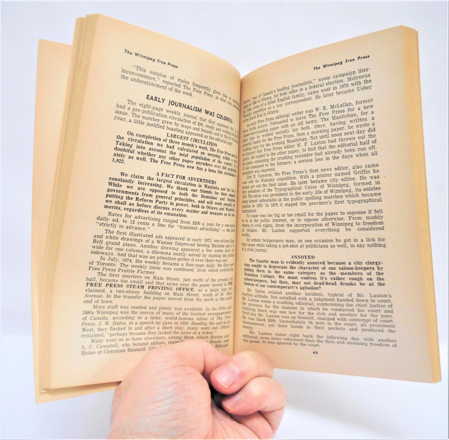 TALES OF EARLY MANITOBA FROM THE WINNIPEG FREE PRESS, Centennial Collection by Edith Paterson (1970 1st Ed.)