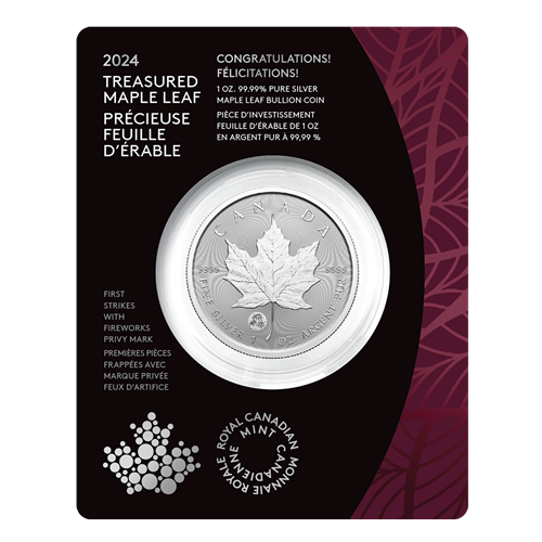 2024 Royal Canadian Mint $5 Pure Silver Coin 1 ounce 99.99% - Treasured Silver Maple Leaf First Strikes: CONGRATULATIONS!