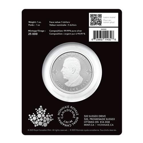 2024 Royal Canadian Mint $5 Pure Silver Coin 1 ounce 99.99% - Treasured Silver Maple Leaf First Strikes: CONGRATULATIONS!