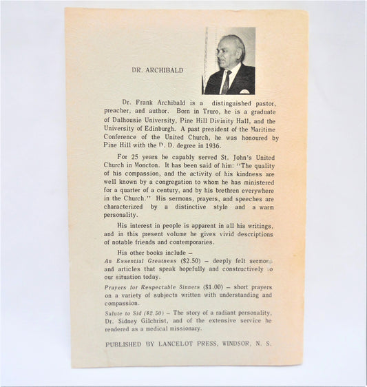 MOSTLY MARITIMERS, by Frank E. Archibald (1972 1st Ed.)