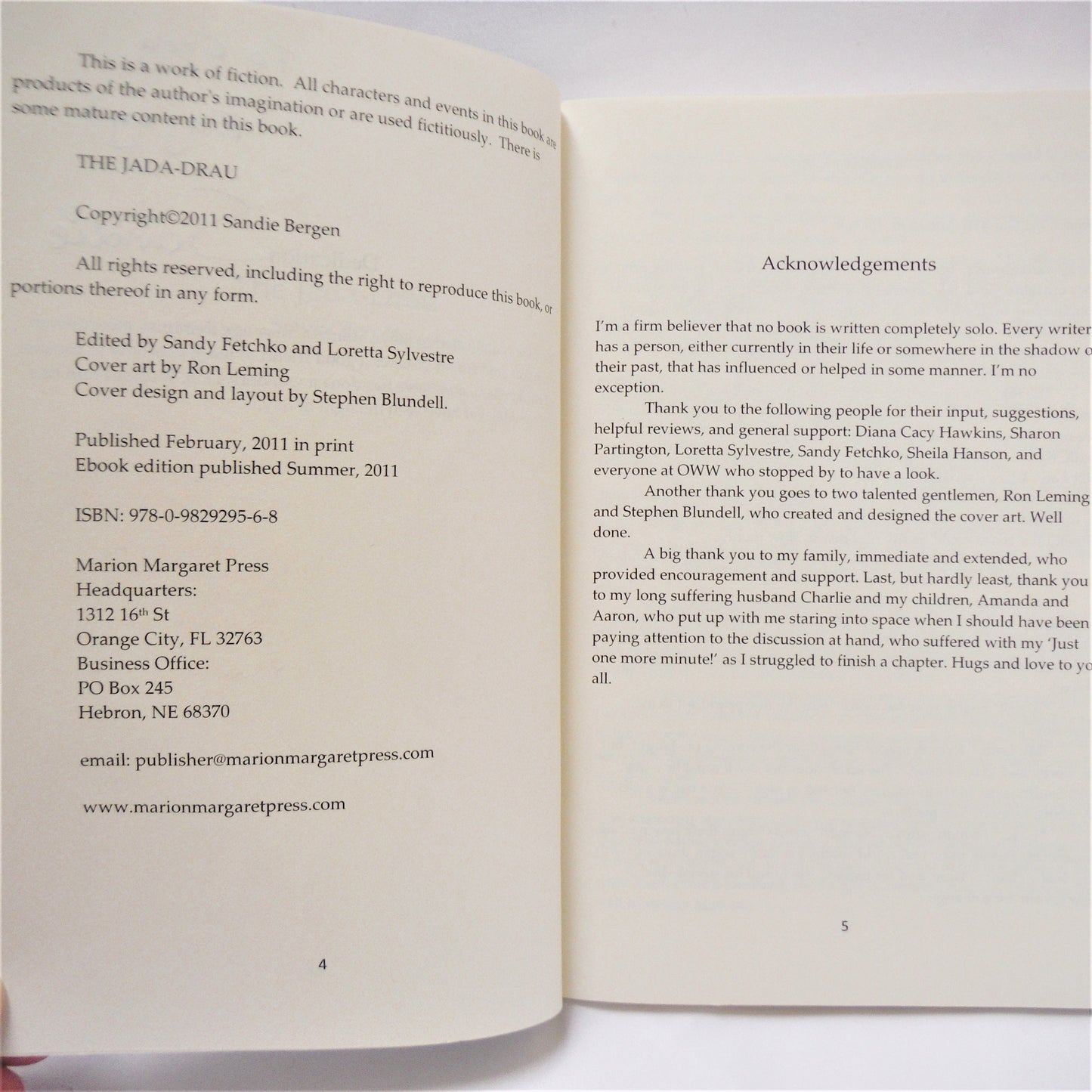 THE JADA-DRAU, An Adult Fantasy Novel by Sandie Bergen (1st Ed. SIGNED)