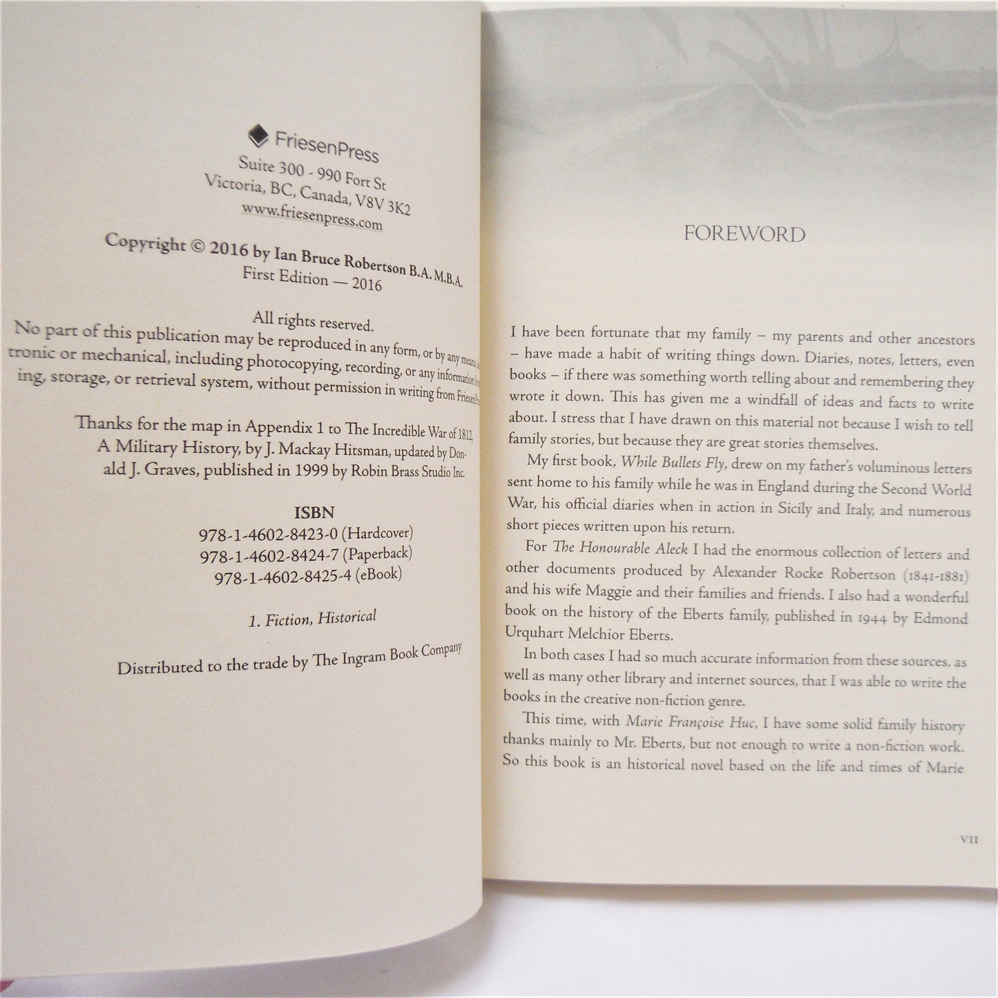 MARIE FRANCOISE HUC, Love and Danger in the Time of North America's Wars, by Ian Bruce Robertson (1st Ed. SIGNED)