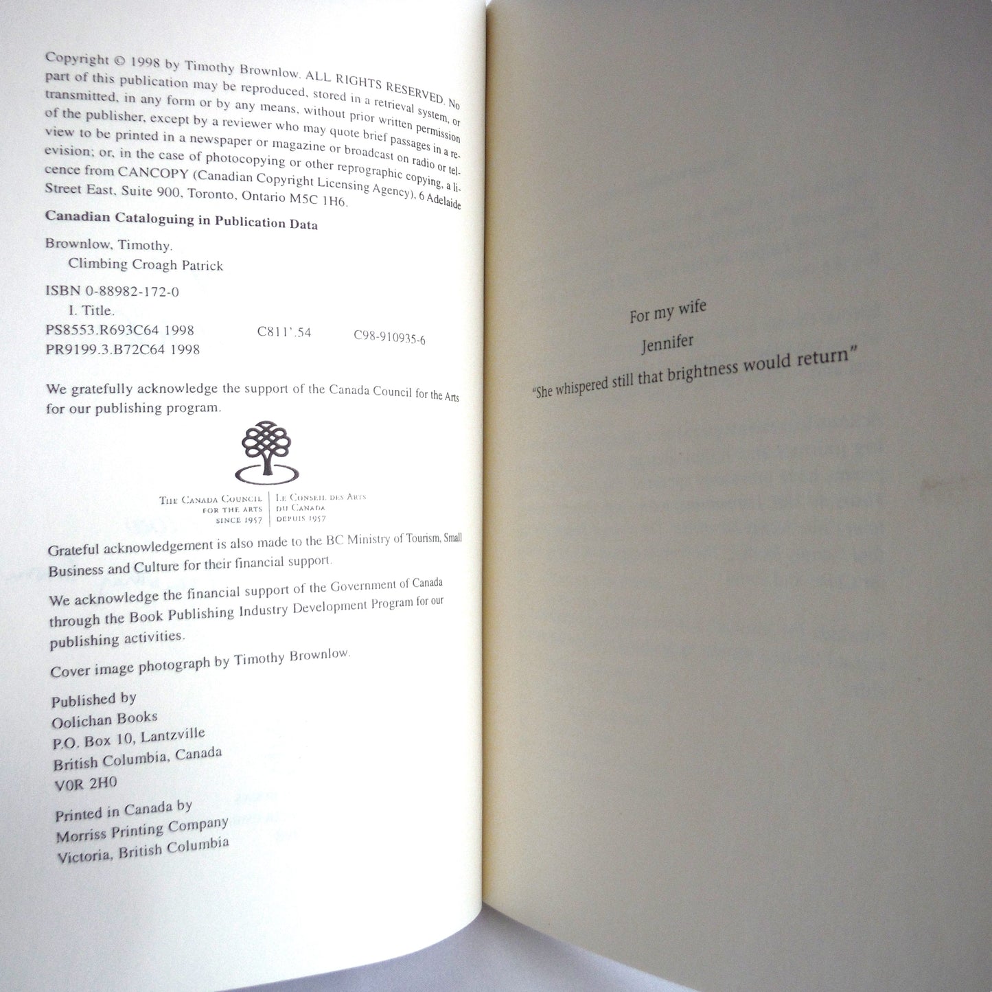 CLIMBING CROAGH PATRICK, Sonnet Poetry by Timothy Brownlow (1st Ed. SIGNED)