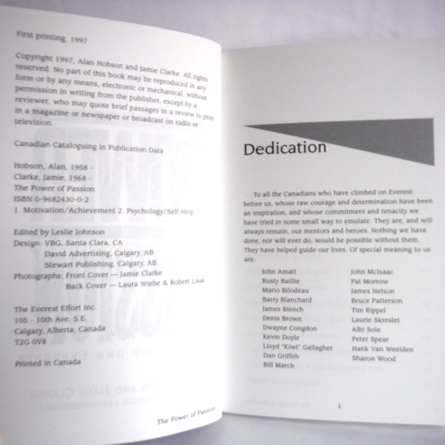 THE POWER OF PASSION, Achieve Your Own Everests, by Alan Hobson and Jamie Clarke (1st Ed. SIGNED)