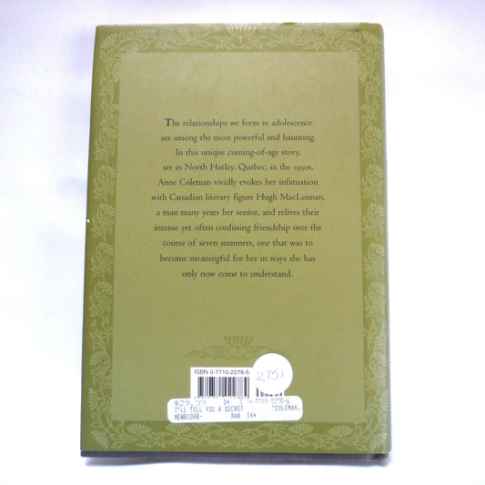 I'LL TELL YOU A SECRET, A Memory of Seven Summers by Anne Coleman (1st Ed. SIGNED)