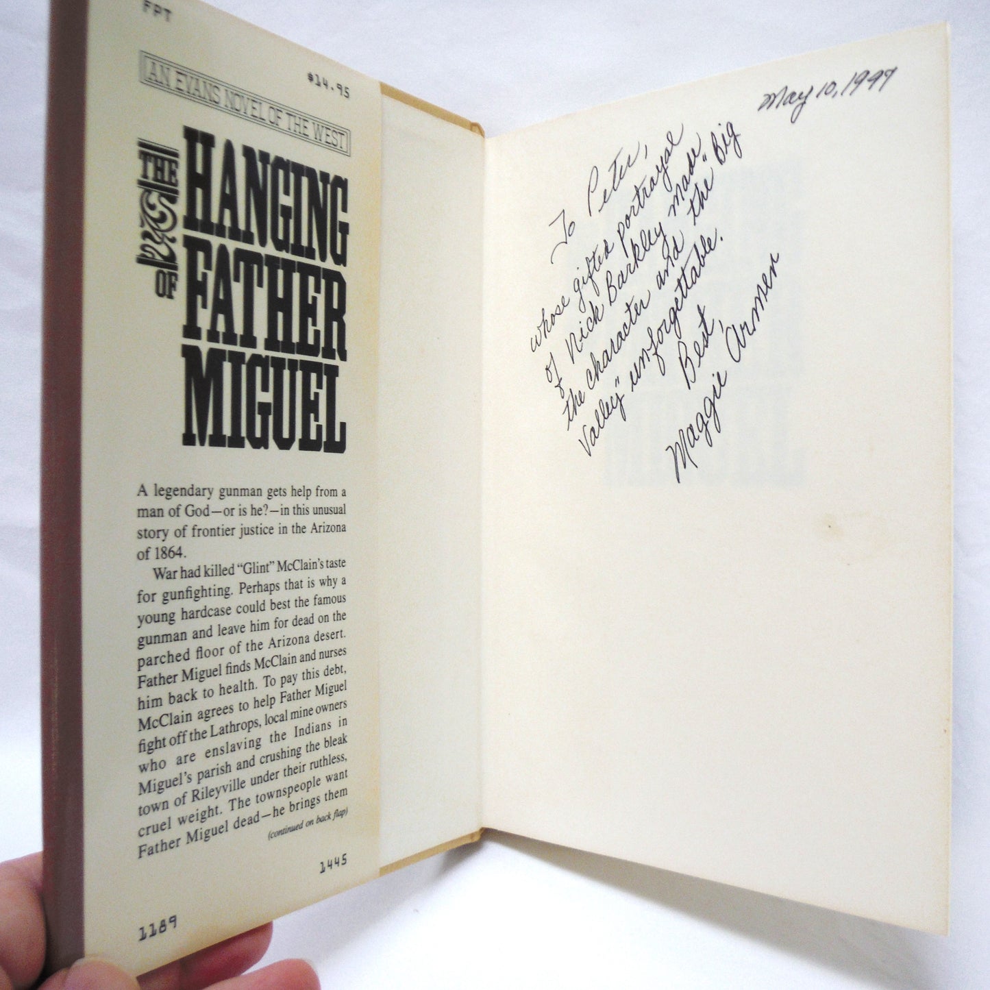 THE HANGING OF FATHER MIGUEL, An Evans Novel of The West by M.A. Armen, AND Dedicated to Peter Breck! (1st Ed. SIGNED)