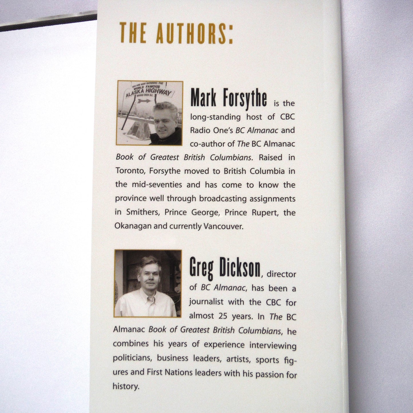 THE BC ALMANAC BOOK OF GREATEST BRITISH COLUMBIANS, by Mark Forsythe & Greg Dickson (1st Ed. SIGNED)