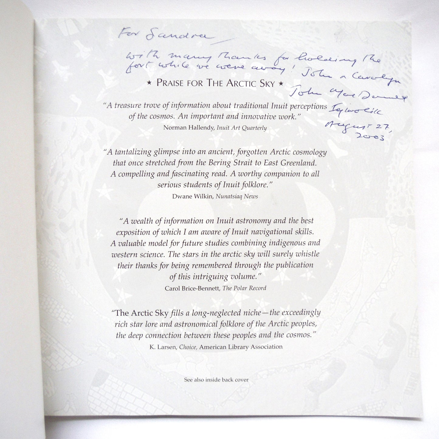 THE ARCTIC SKY, Inuit Astronomy, Star Lore, and Legend, by John MacDonald (RARE: 1st Ed. SIGNED)