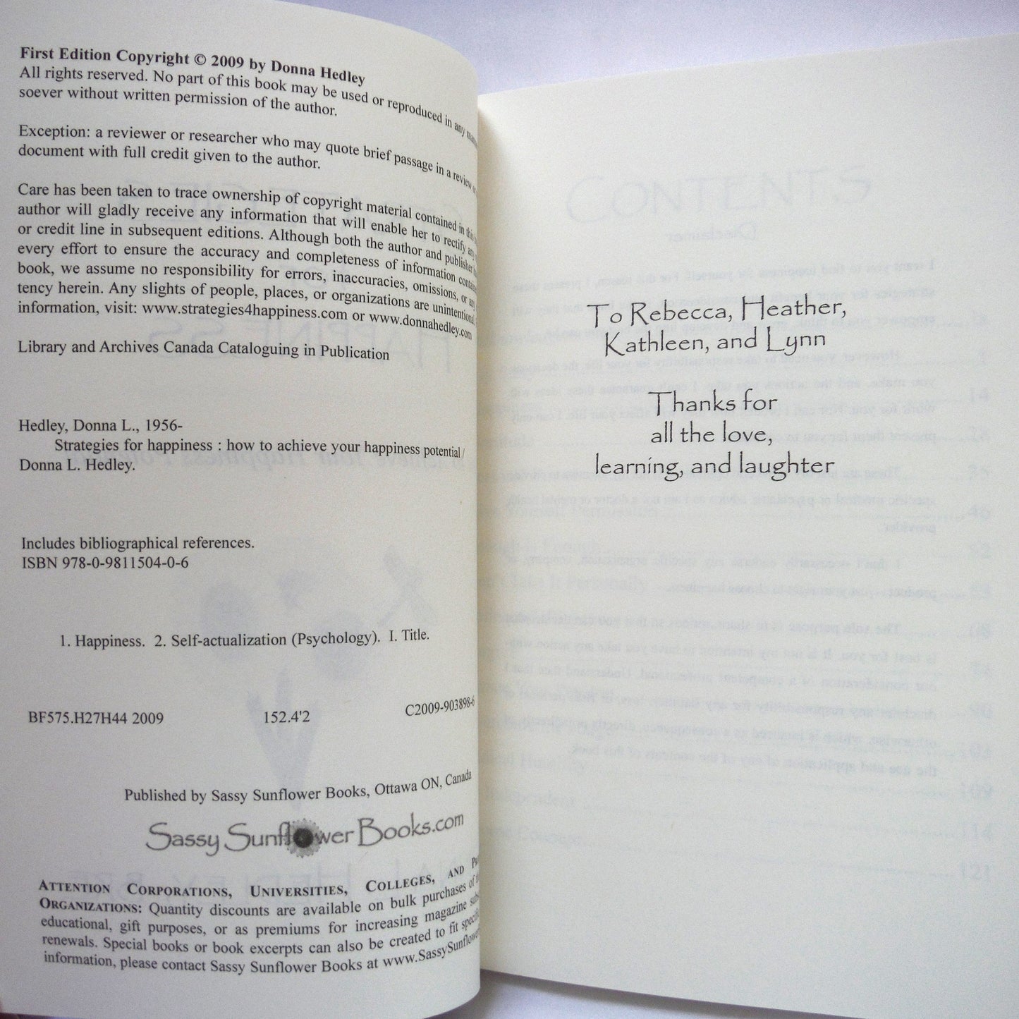 STRATEGIES FOR HAPPINESS, How to Achieve Your Happiness Potential, by Donna L. Hedley, BRE (2009 1st Ed.)