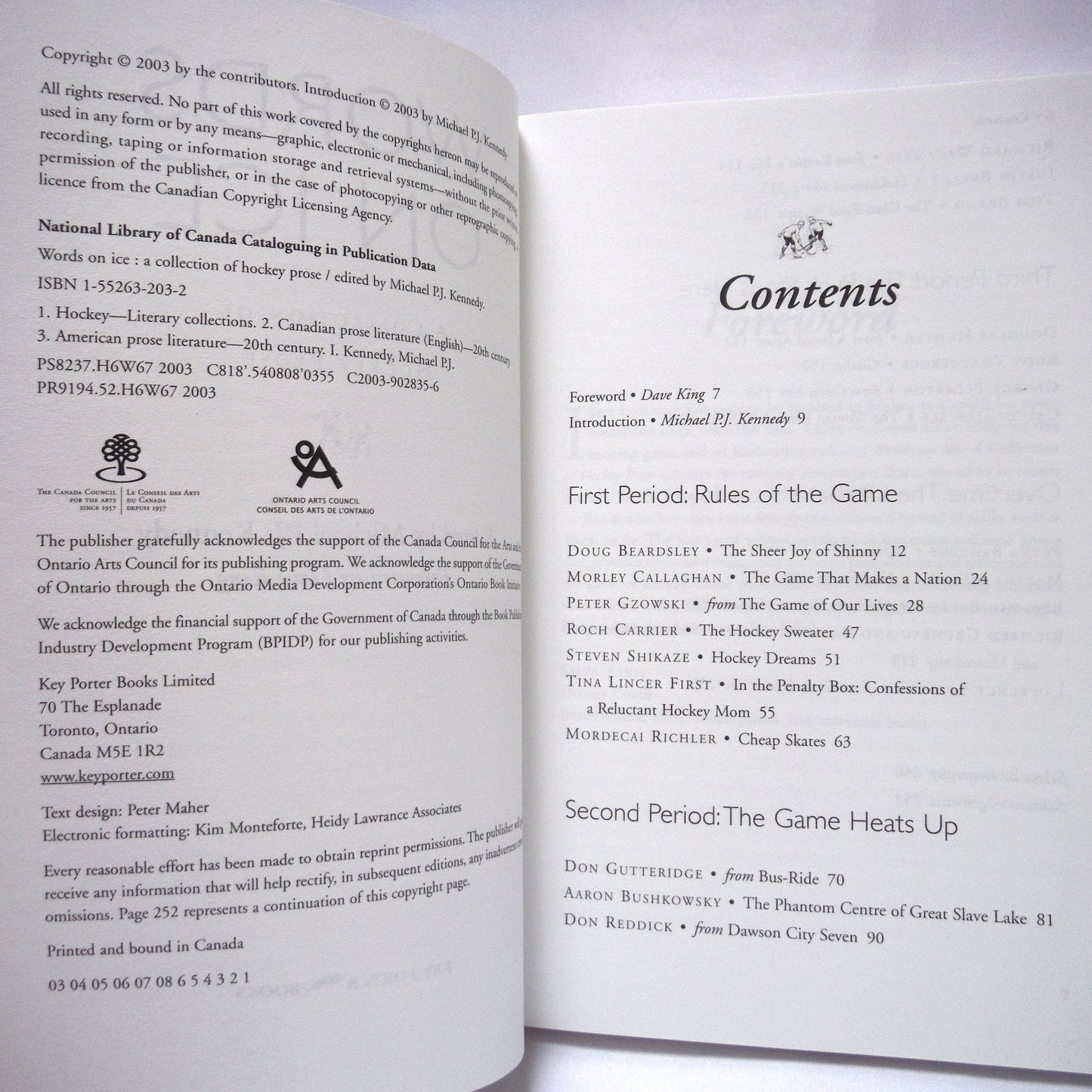 WORDS ON ICE, A Collection of Hockey Prose, Edited by Michael P.J. Kennedy (2003 1st Ed.)