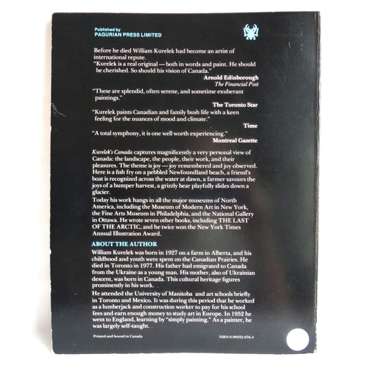 KURELEK'S CANADA, An Artistic Journey in Canada Coast-to-Coast, by William Kurelek (1981 1st Ed.)