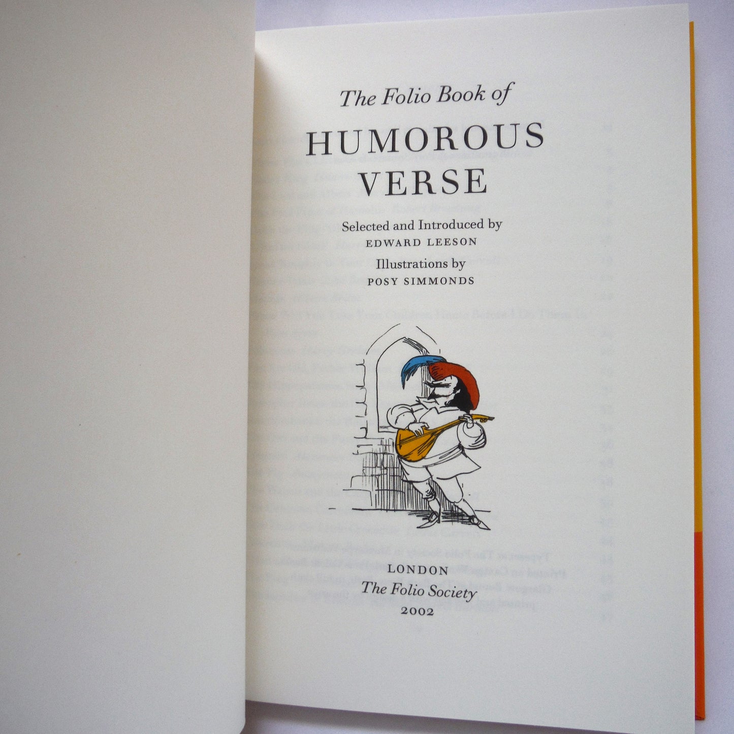 THE FOLIO BOOK OF HUMOROUS VERSE, Selected and Introduced by Edward Leeson, Illustrated by Posy Simmonds (2002 1st Ed.)