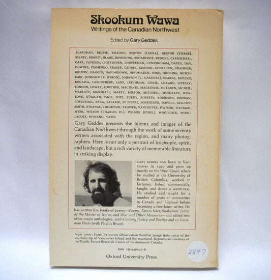 SKOOKUM WAWA, Writings of The Canadian Northwest, Edited by Gary Geddes (1975 1st Ed.)