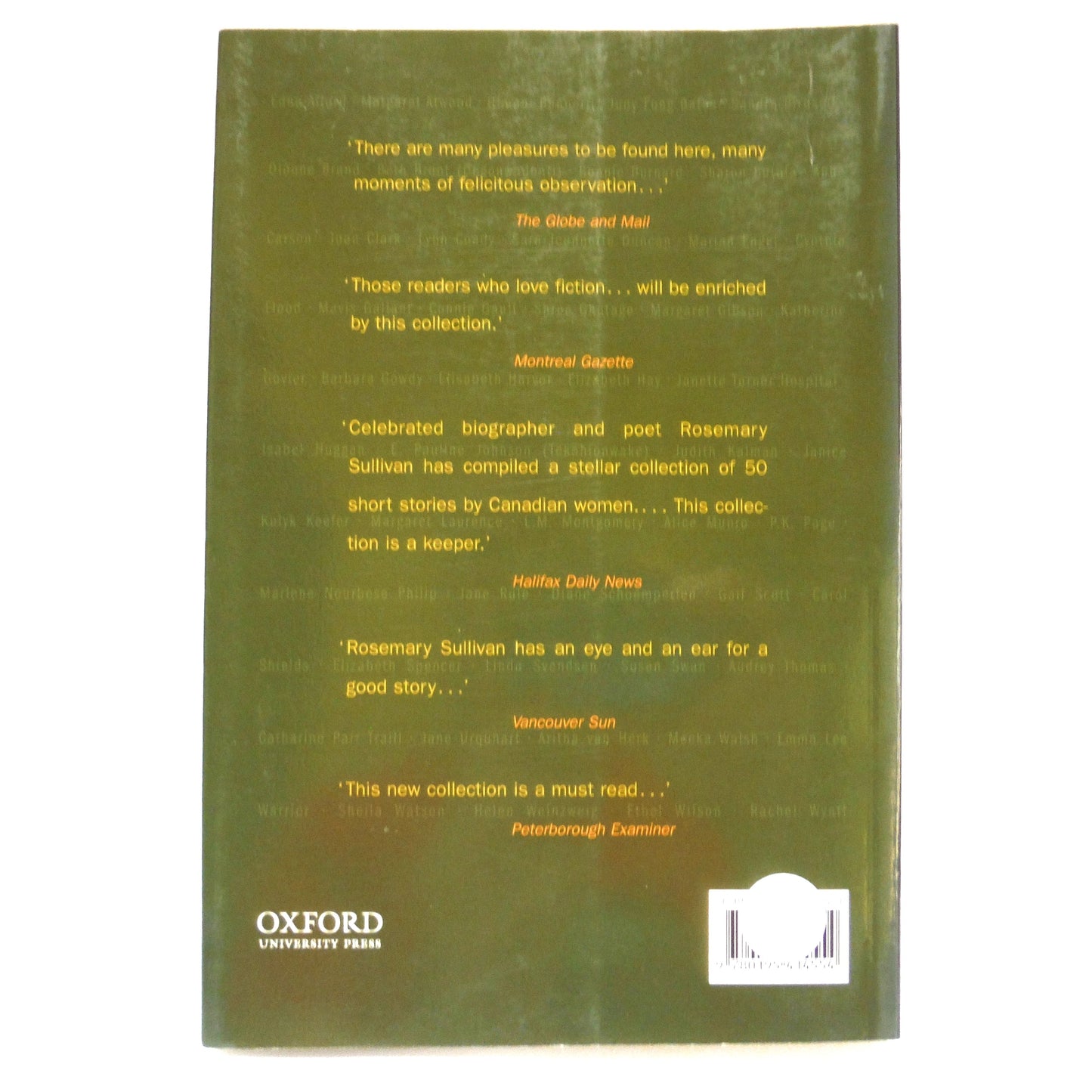 THE OXFORD BOOK OF STORIES BY CANADIAN WOMEN, In English, Edited by Rosemary Sullivan (1999 1st Ed.)