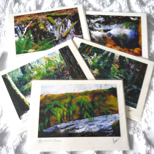 Original Art Greeting Card, Ferns & Water Collection: "GOLD WATERS"