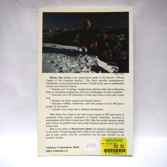 HIKING LAKE LOUISE, Walking, hiking, backpacking, and off-trail scrambling in the Lake Louise area, by Mike Potter (1994 1st Ed.)