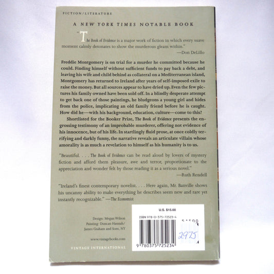 THE BOOK OF EVIDENCE, A Novel by John Banville (2001 1st Ed.)