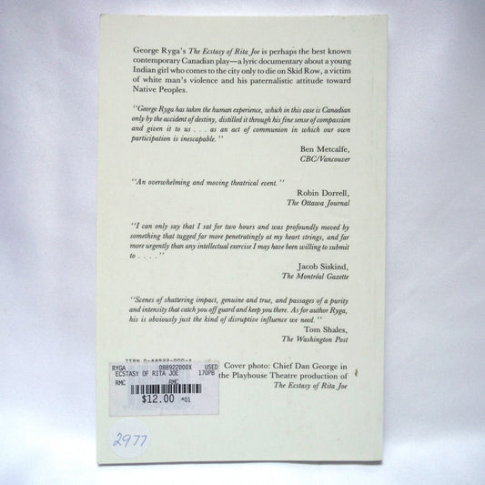 THE ECSTASY OF RITA JOE, A Play by George Ryga (2003 1st Ed.)