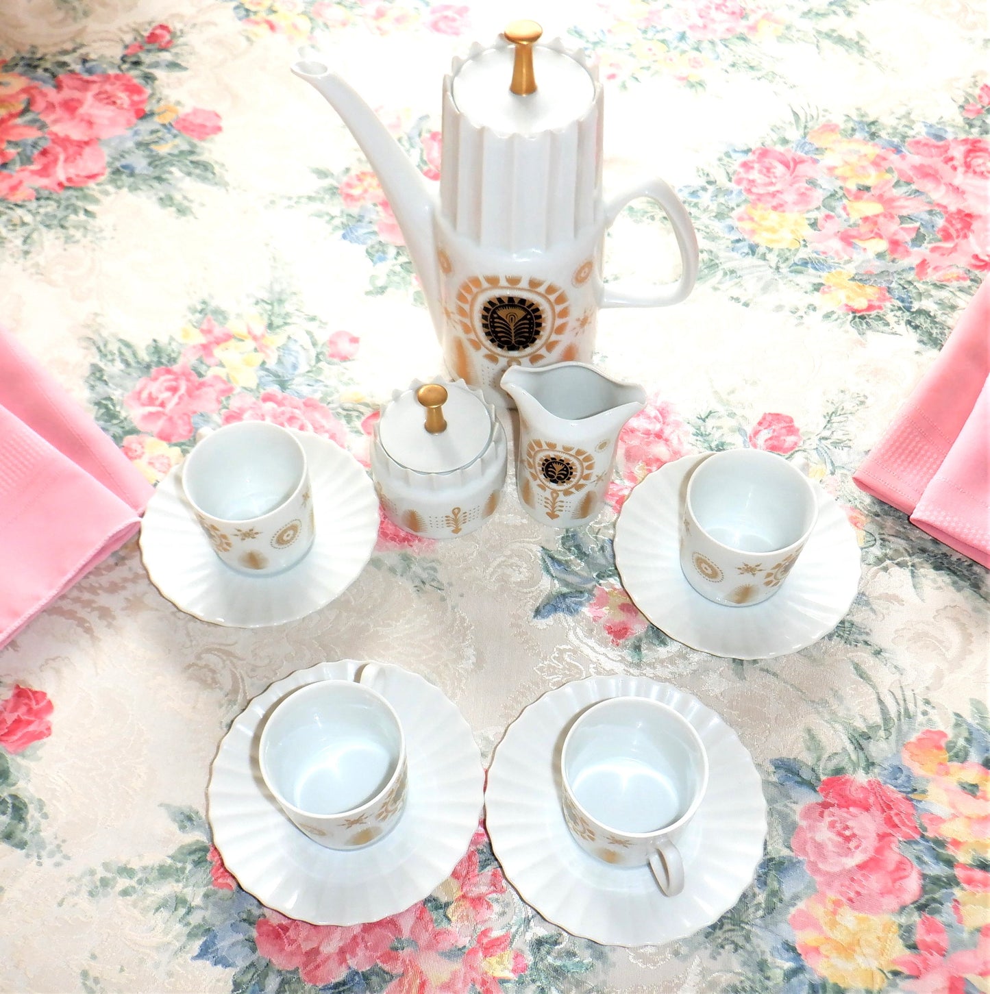 Vintage Czechoslovakian 11-piece AURELIA COFFEE SERVING SET in BRAND-NEW 1960 Condition, by Karlovarsky Porcelan Company