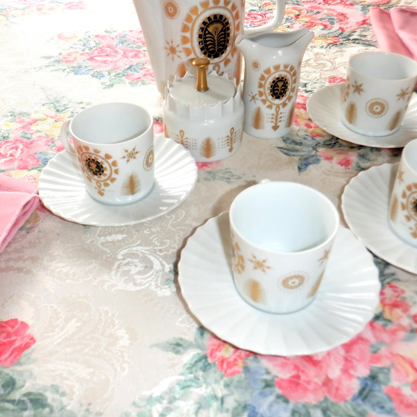 Vintage Czechoslovakian 11-piece AURELIA COFFEE SERVING SET in BRAND-NEW 1960 Condition, by Karlovarsky Porcelan Company