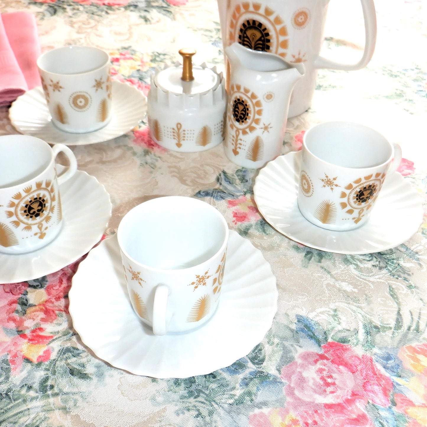 Vintage Czechoslovakian 11-piece AURELIA COFFEE SERVING SET in BRAND-NEW 1960 Condition, by Karlovarsky Porcelan Company