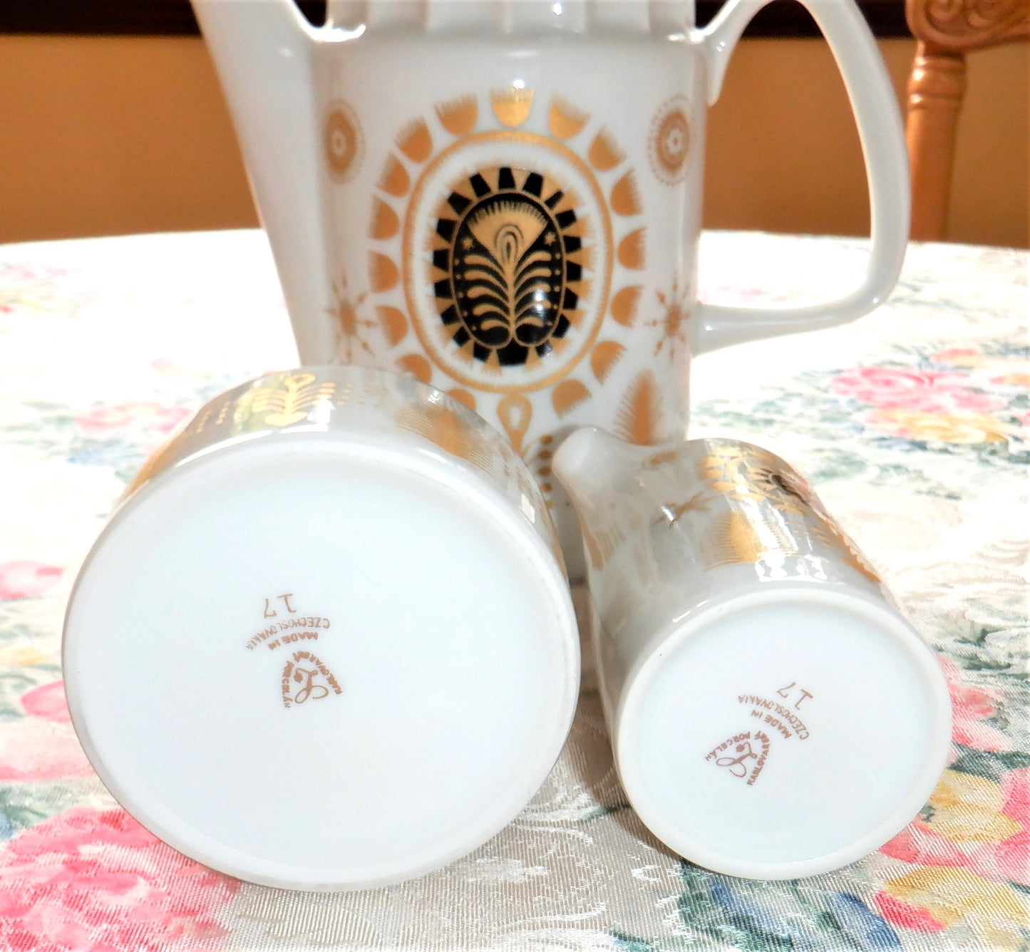 Vintage Czechoslovakian 11-piece AURELIA COFFEE SERVING SET in BRAND-NEW 1960 Condition, by Karlovarsky Porcelan Company