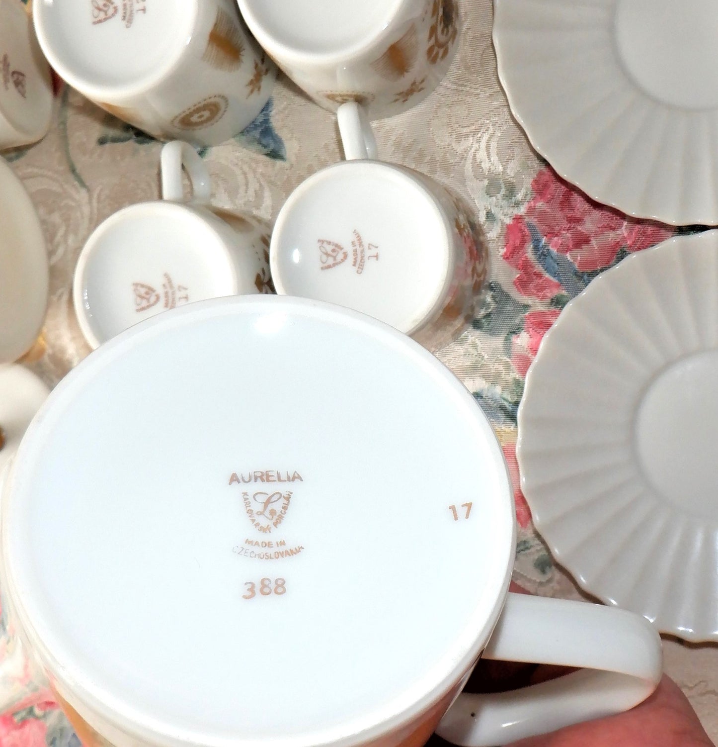Vintage Czechoslovakian 11-piece AURELIA COFFEE SERVING SET in BRAND-NEW 1960 Condition, by Karlovarsky Porcelan Company