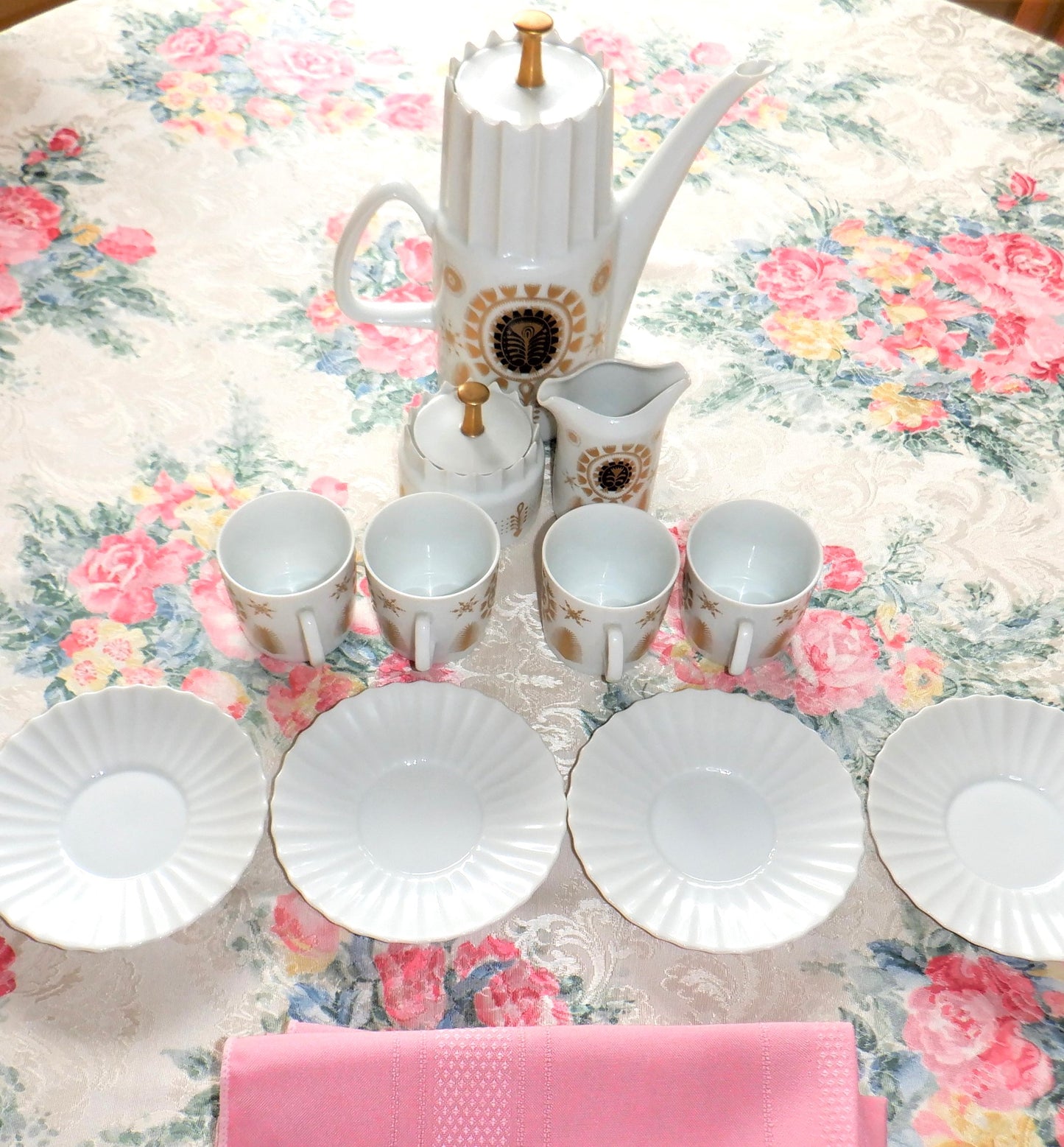 Vintage Czechoslovakian 11-piece AURELIA COFFEE SERVING SET in BRAND-NEW 1960 Condition, by Karlovarsky Porcelan Company