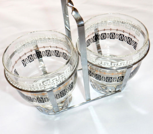 LIBBY GLASS 3-Piece Condiment & Caddy Serving Set. Mid-Century Masterpiece from Toledo, Ohio...with FORD connections!