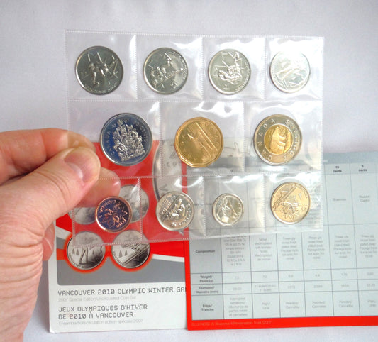 2010 VANCOUVER OLYMPIC WINTER GAMES 11-COIN COLLECTION: Featuring the 2007 7-Coin Annual Collection and 4 2010 Sports Quarters!
