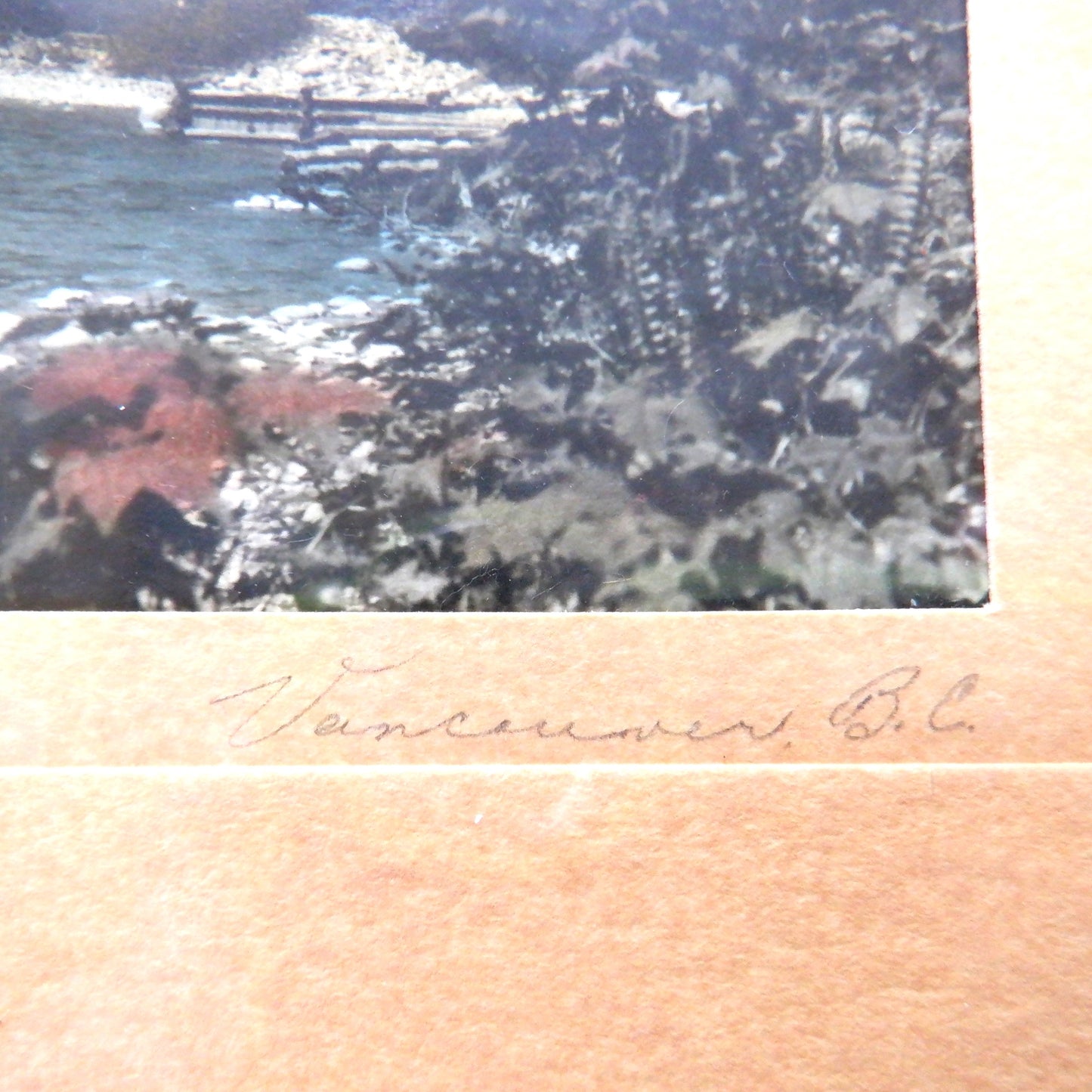 Antique Hand-Tinted Photograph: CAPILANO RIVER & THE LIONS, Vancouver, British Columbia, Canada