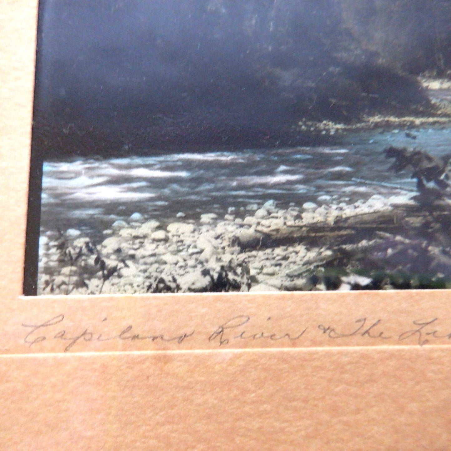 Antique Hand-Tinted Photograph: CAPILANO RIVER & THE LIONS, Vancouver, British Columbia, Canada