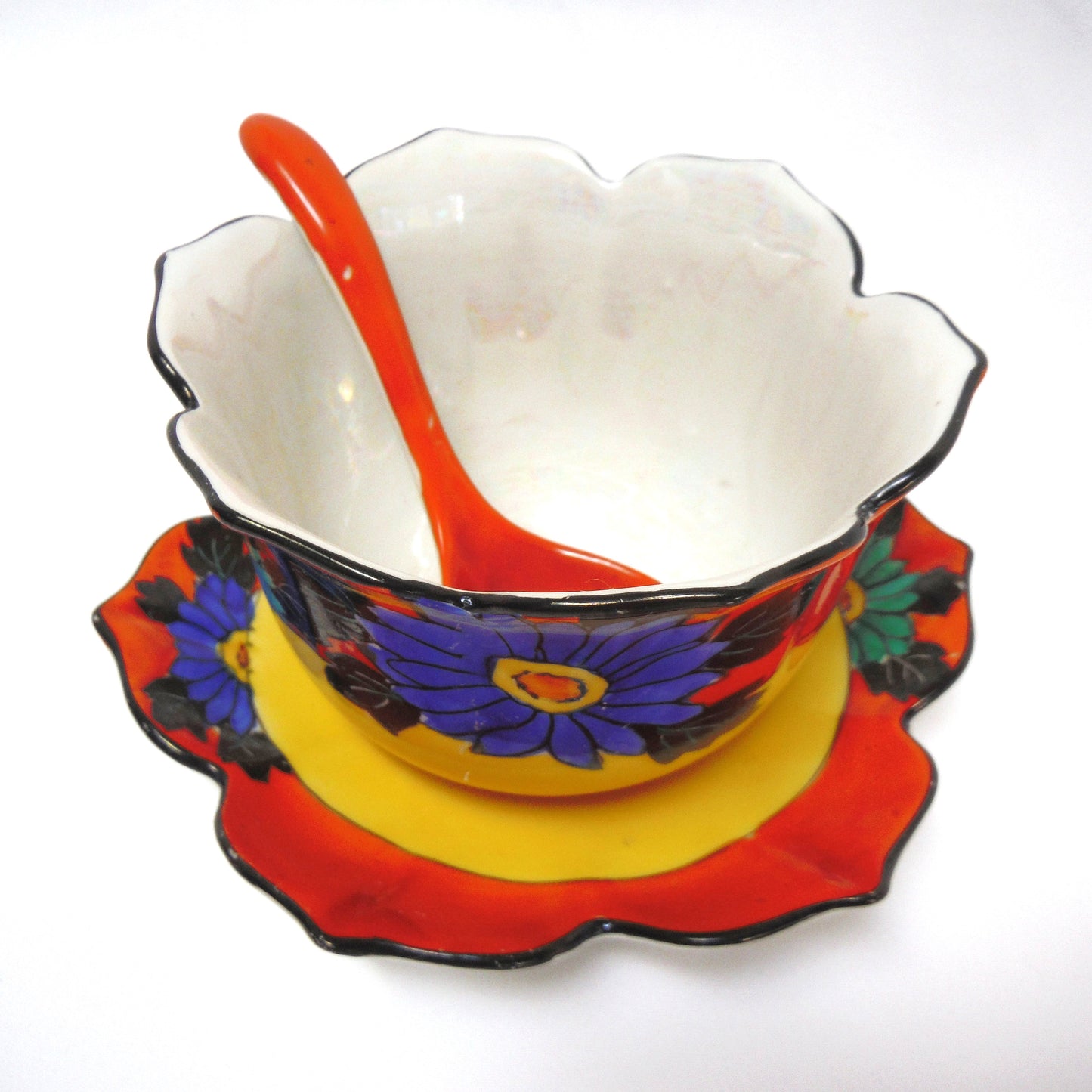 VINTAGE NORITAKE Bowl, Saucer and Serving Spoon Set: 'MEXICAN TRIO DELIGHT' Made in Japan