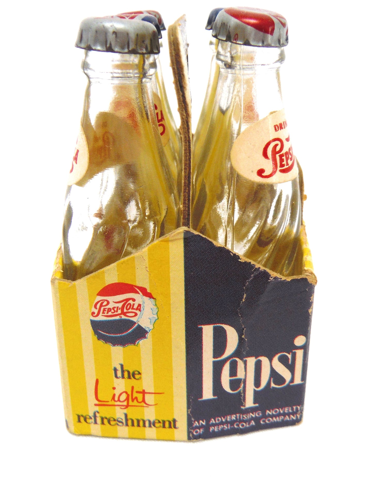 Vintage Miniature Advertising Novelty by THE PEPSI COLA COMPANY: 'USA Pepsi Bottles & Carry Case'