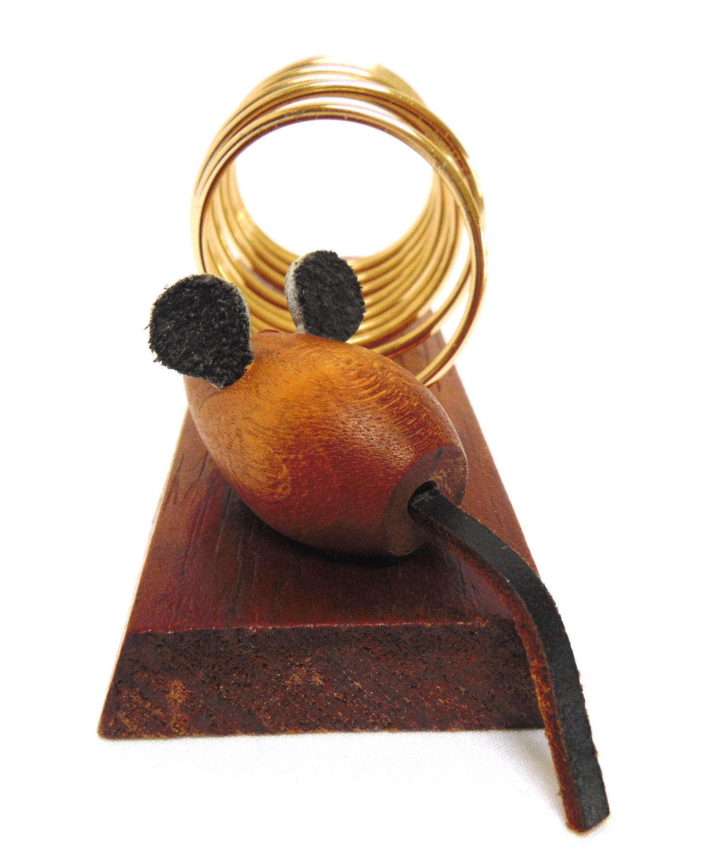 Vintage Wood & Brass MOUSE DESKTOP LETTER RACK, Made in Japan