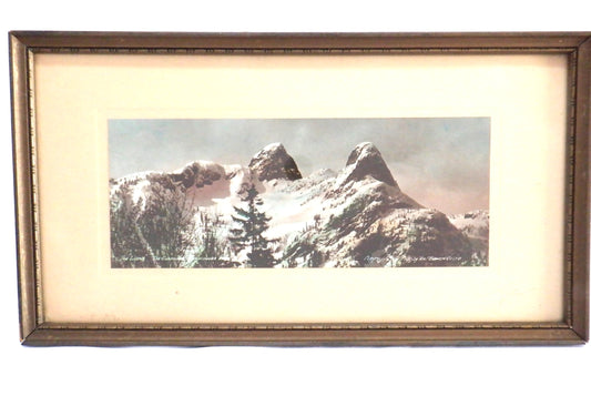 A Rare 1919 Antique Hand-Tinted B&W Photograph by Frank Gowen: 'THE LIONS, GUARDIANS OF VANCOUVER, British Columbia, Canada'