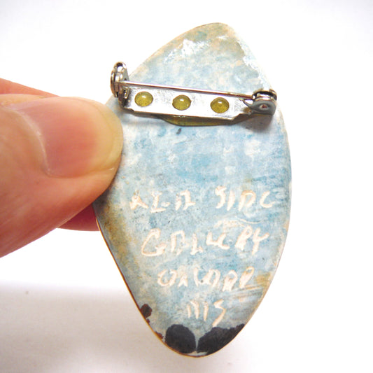 VINTAGE BROACH, Hand-Made, Hand-Painted, Artist Signed! 'SCOTTISH THISTLES' From Nova Scotia!