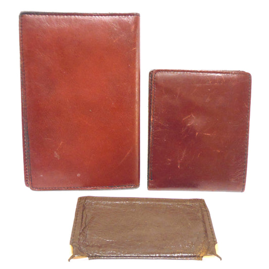 VINTAGE LEATHER POUCH & WALLET 3-Piece Set!