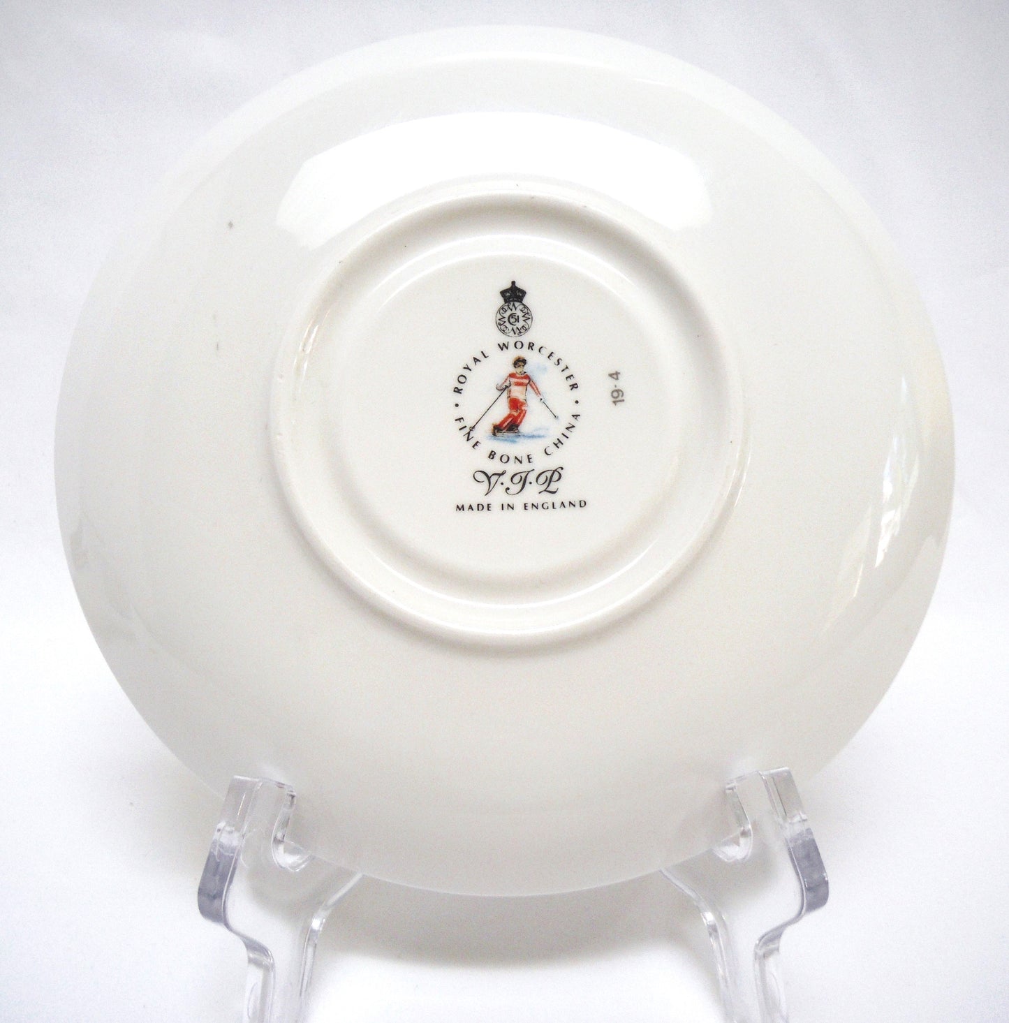 LARGE HOT CHOCOLATE SKIING MUG AND SAUCER: "To A Very Important Person" by Royal Worcester. Made in England