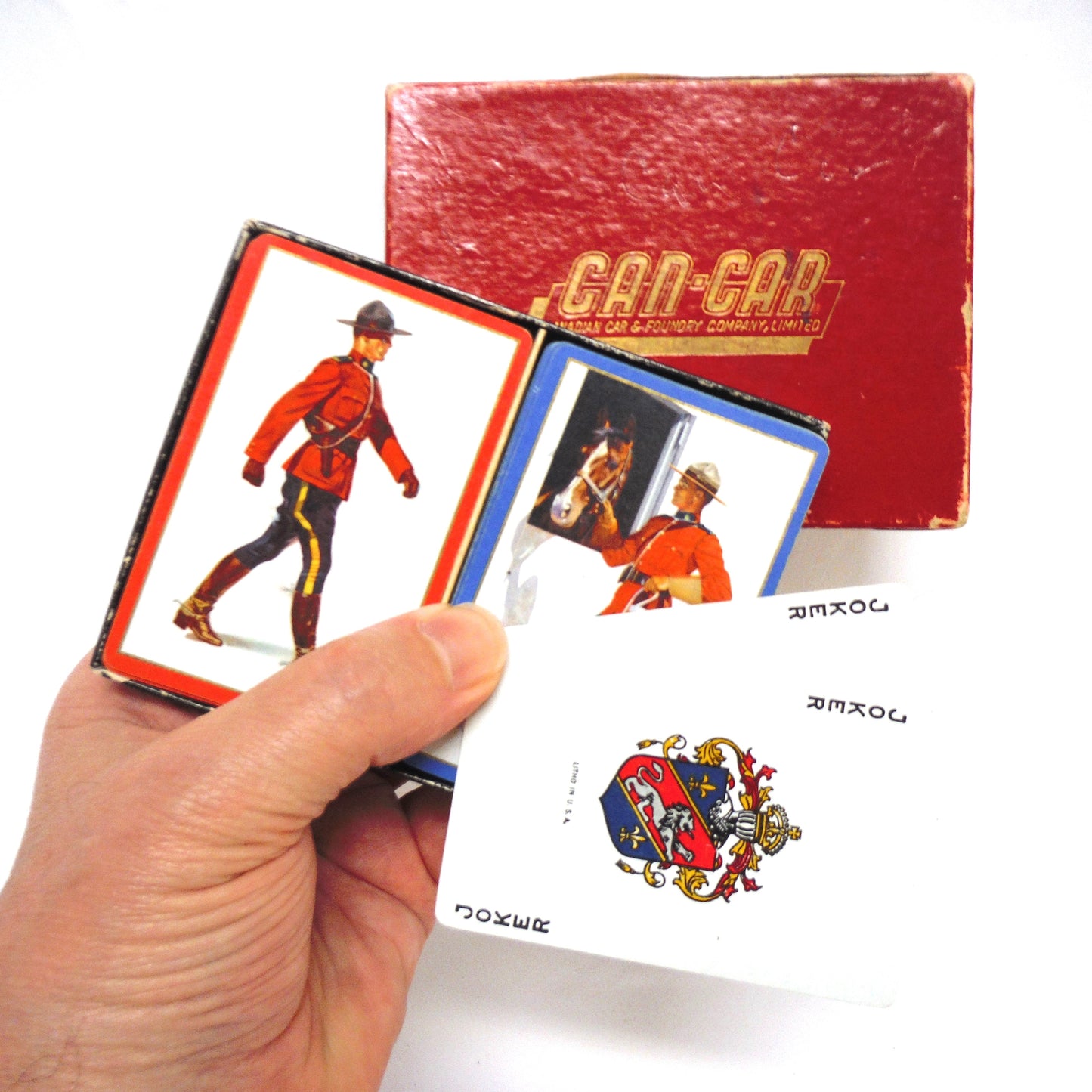 RCMP MOUNTIE PLAYING CARDS, by Can-Car Canadian Car & Foundry Company Limited, Made in Canada