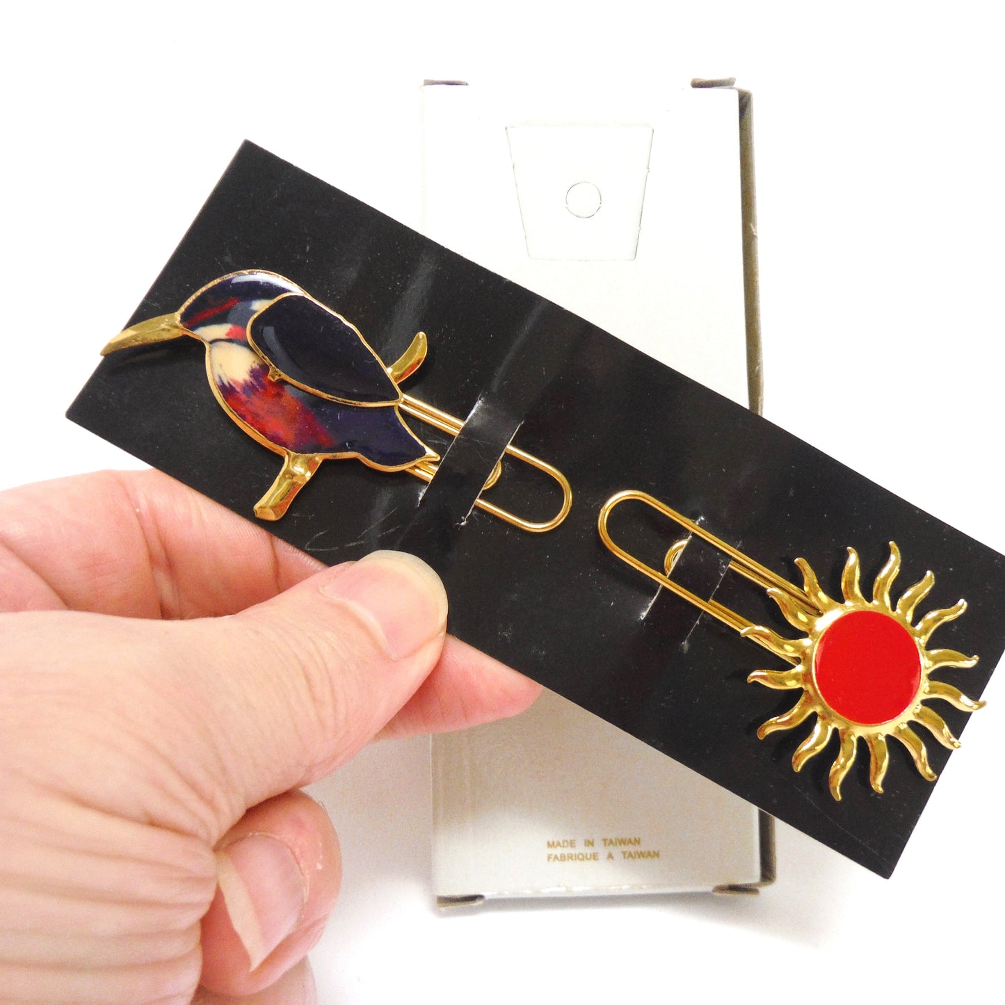 VINTAGE BOOK MARKERS (SIGNET), Brand New Old Stock, Package of Two "Kingfisher & Red Sunshine" Made in Taiwan