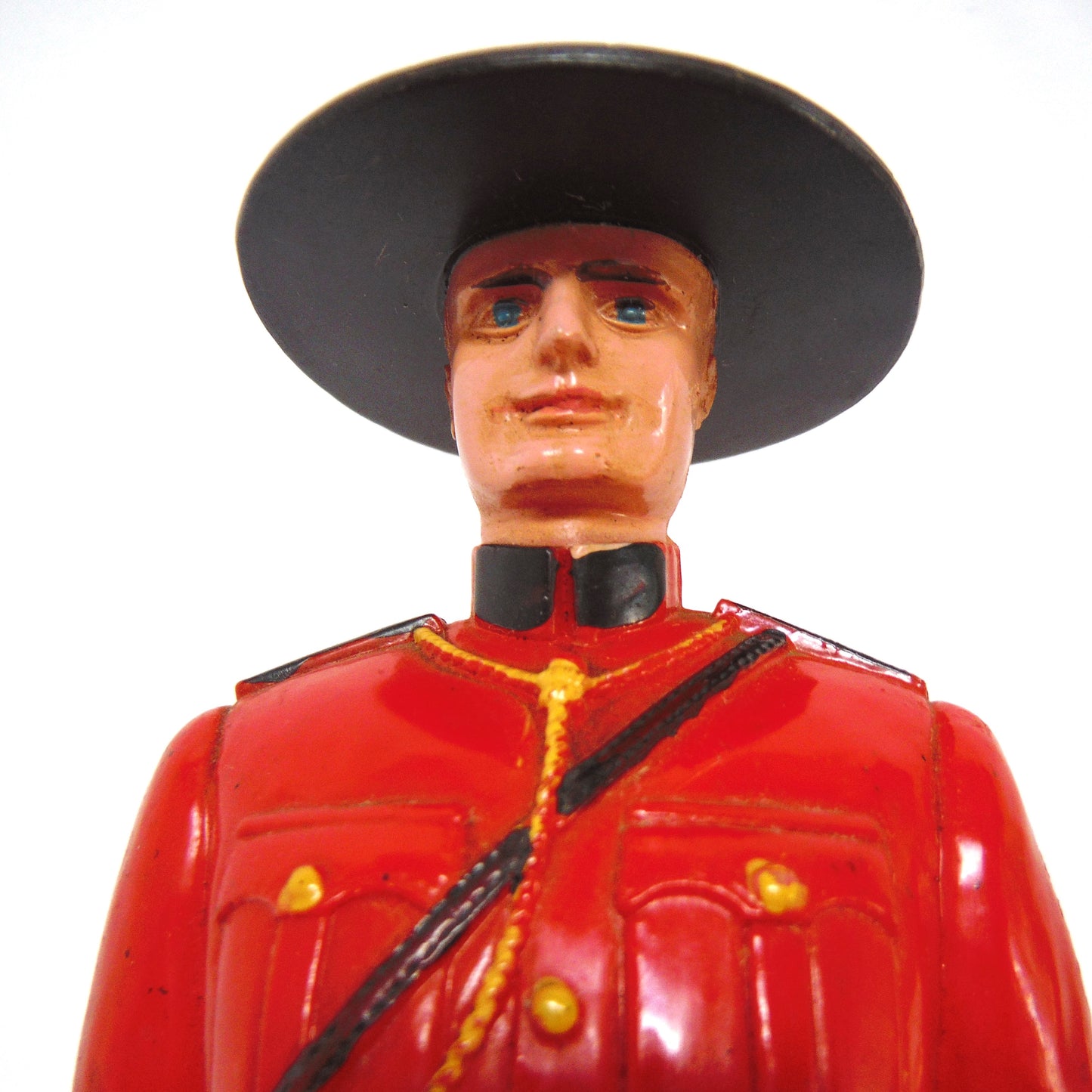 RCMP MOUNTIE No. 205: "CANADA" Tall Red Plastic Statue of Canada's Finest! Made in Hong Kong