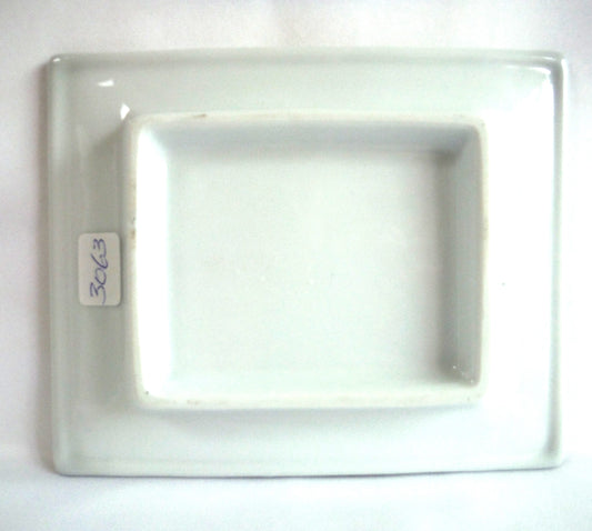 Vintage Asian Inspired Ceramic PIN PLATE in Flow-Blue Bamboo Image with Gold-Trim