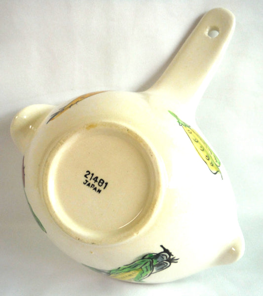 Vintage Ceramic NO DRIP GRAVY SEPARATOR, Vegetable Designs "Heavy or Lean", Made in Japan