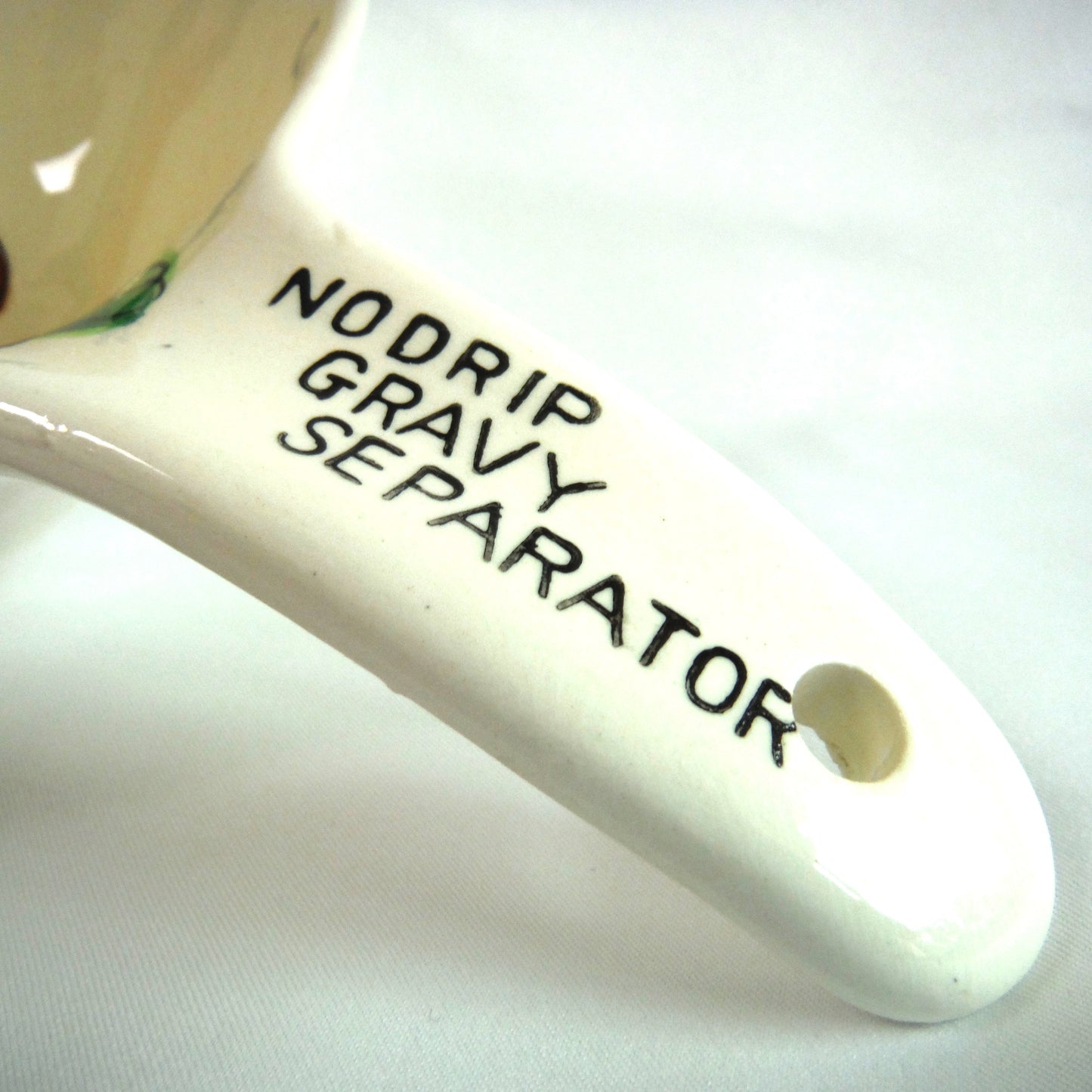 Vintage Ceramic NO DRIP GRAVY SEPARATOR, Vegetable Designs "Heavy or Lean", Made in Japan