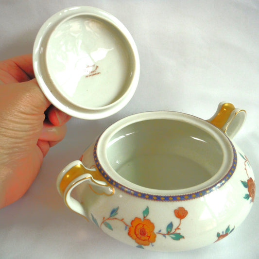 1960's Covered Sugardish by HAVILAND & CO, Limoge, France: #1183 Dual Gold Handle Style with Yellow Flowers