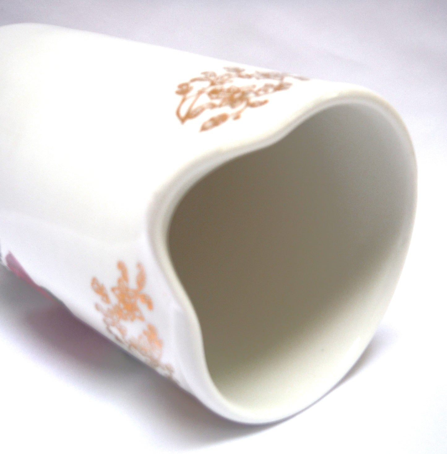 Lord Nelson Pottery England Pitcher Jug Creamer/Milk White Rose Pattern and Gold Flower #5-74A