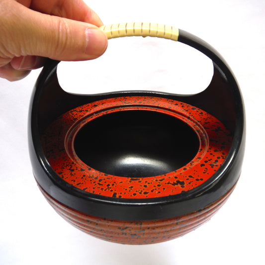 Mid-Century Art Deco Styled BAKELITE HAND-BASKET, in Burnt Orange and Original Vinyl-Wrap Handle
