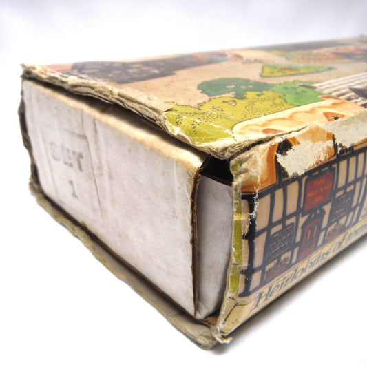 WHIMSEY-ON-WHY RARE WADE FULL SET #1 IN THE ORIGINAL BOX: a beautiful 8-piece miniature English Village in real porcelain...